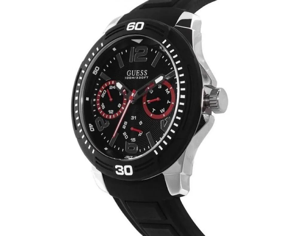 Mens Guess Watch W0967G1 Stylish Silicone Band Reloj para Hombre Analog