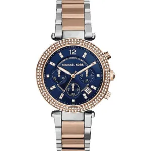 Michael Kors Parker Two-tone Stainless Steel Blue Dial Chronograph Quartz Watch for Ladies - MK-6141