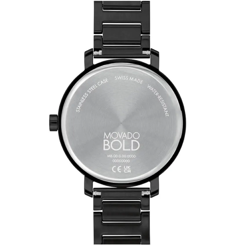 Movado BOLD Evolution Crystal Dial Black Ion-Plated Women's Watch 3600930