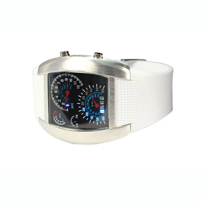 New Arrival Fashion Aviation Turbo Dial Flash LED Watch Gift Mens Lady Sports Car Meter