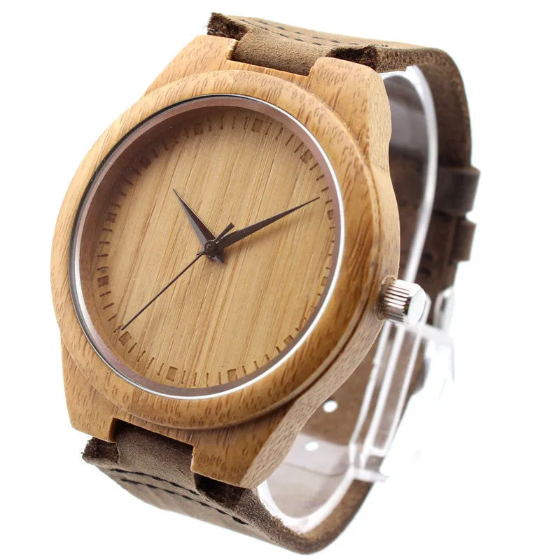 New arrival japanese miyota 2035 movement wristwatches genuine leather bamboo wooden watches for men and women christmas gifts