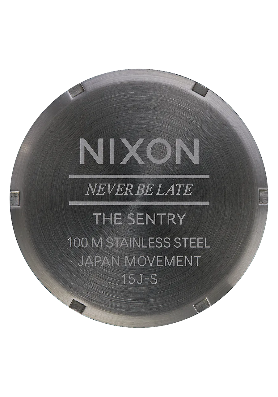 Nixon Sentry Leather Watch - Gunmetal Black