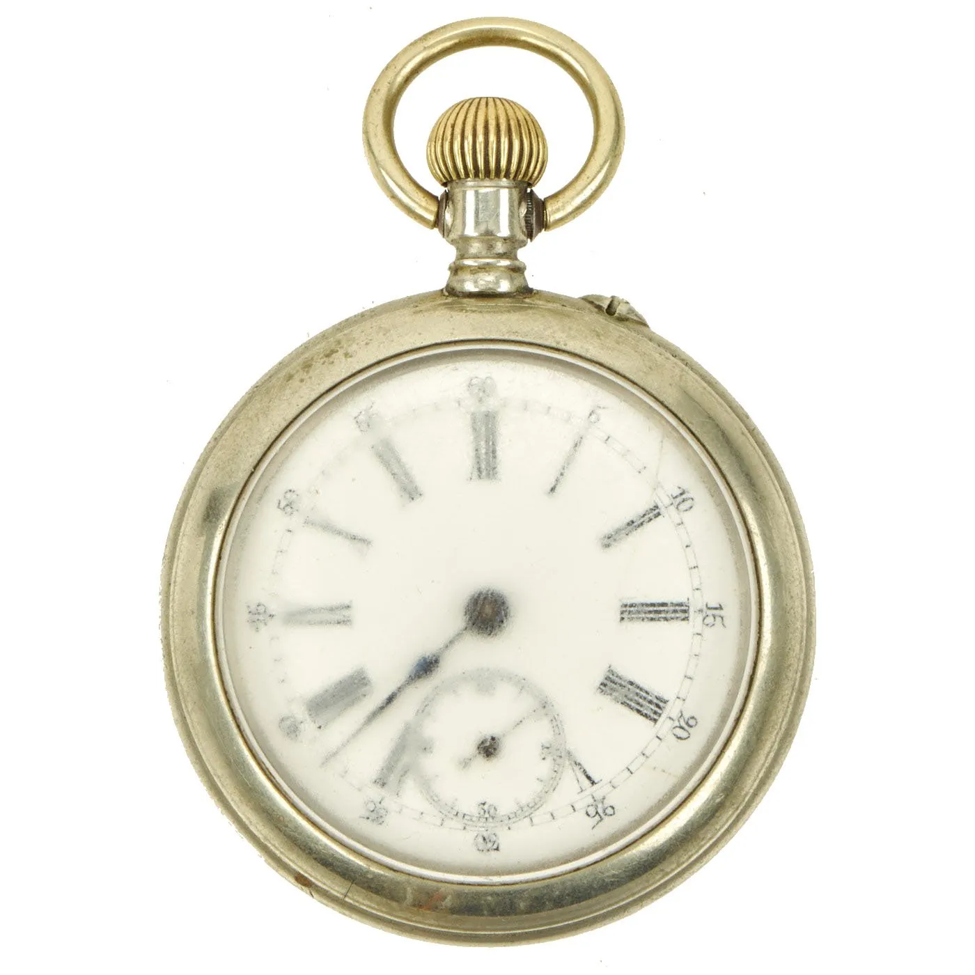 Original British Victorian Silver Pocket Watch in Sam Browne Leather Belt Carrier - Circa 1890