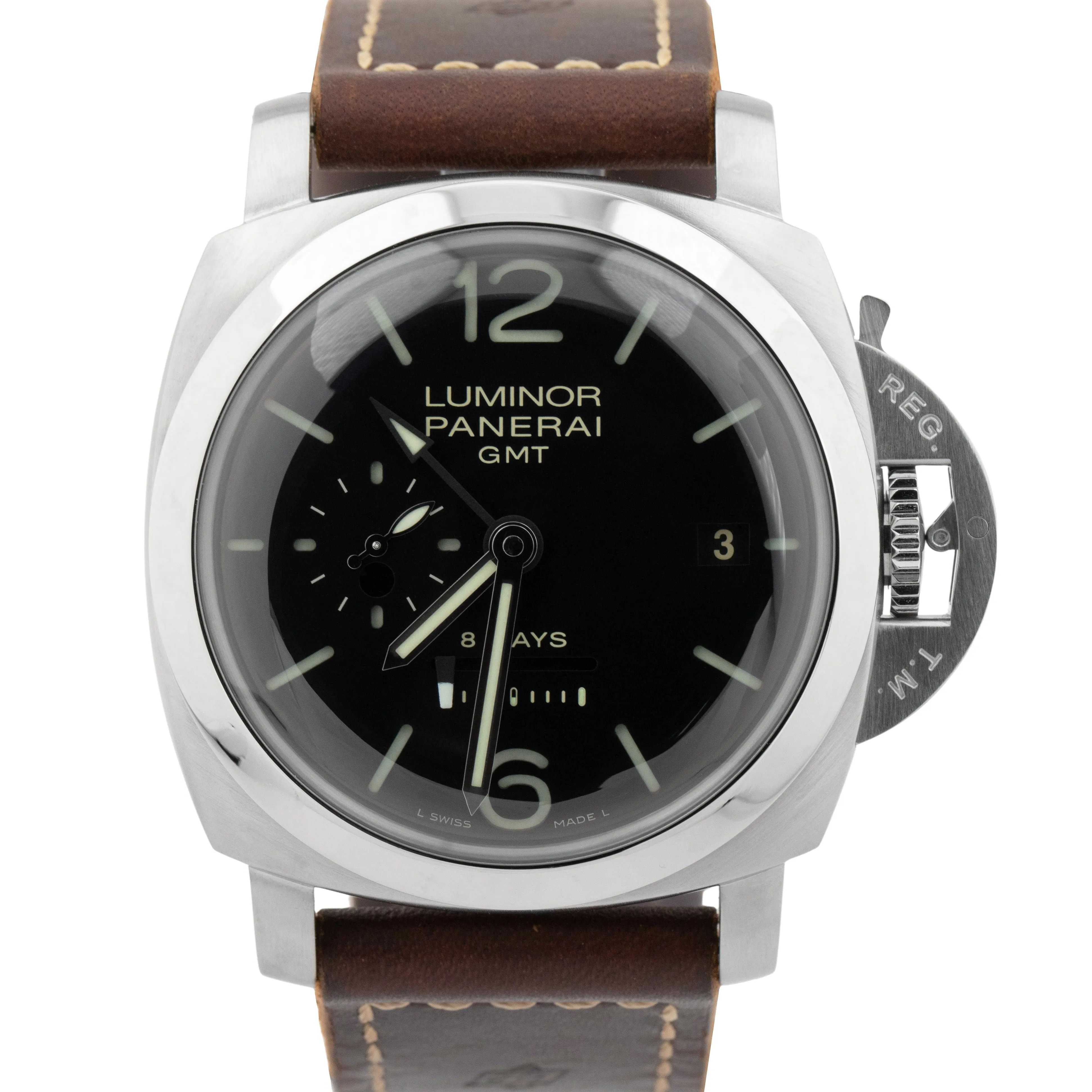 Panerai PAM 233 Luminor Marina 1950 GMT 8 Days Black 44mm Watch PAM00233