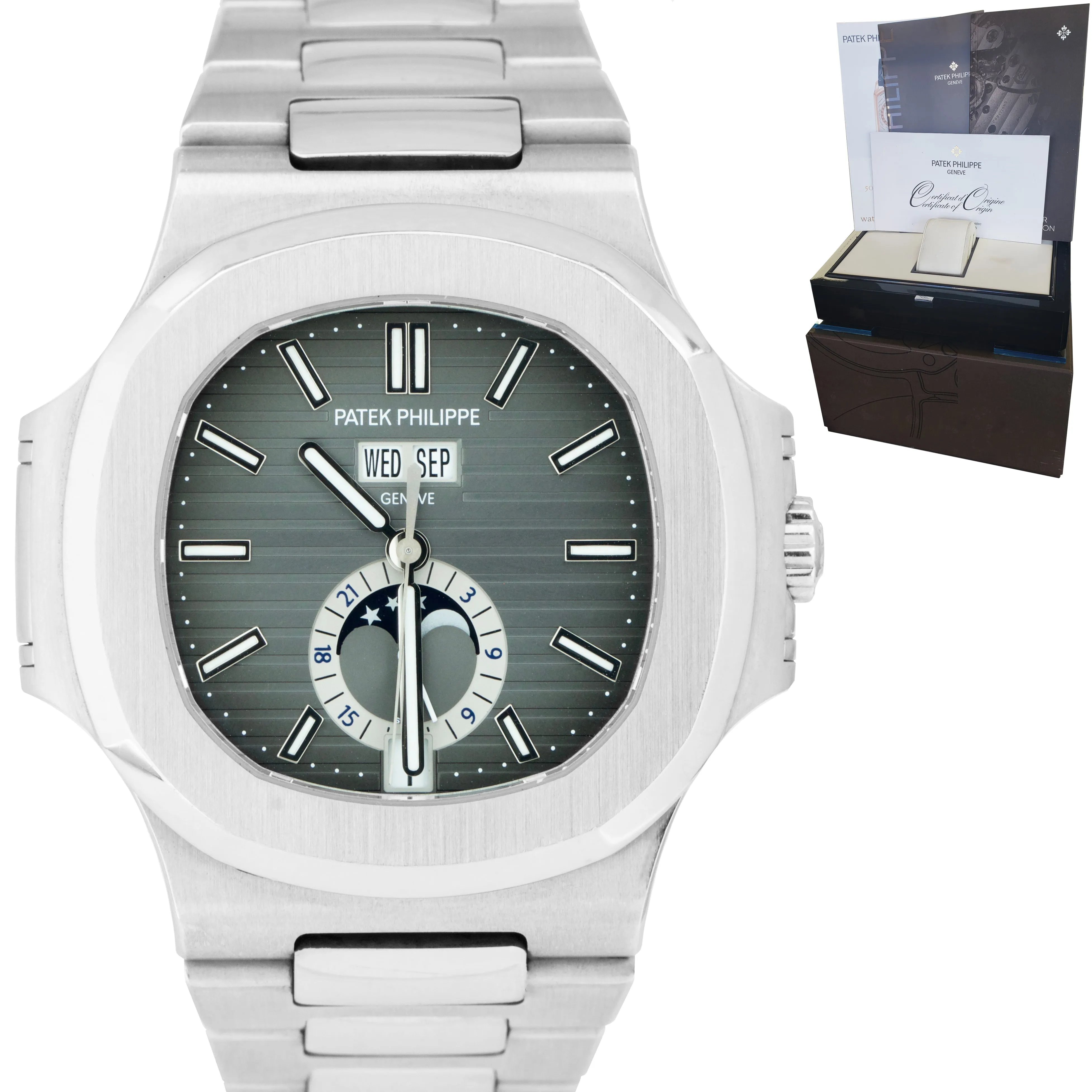 Patek Philippe NAUTILUS 40.5mm Annual Calendar Moonphase Watch 5726 / 1A-001 B P