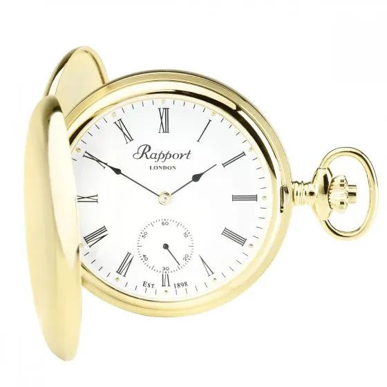 RAP Pocket Watch Mechanical Double Hunter Gold Plated