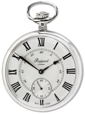 RAP Pocket Watch Mechanical Open Face Silver Tone