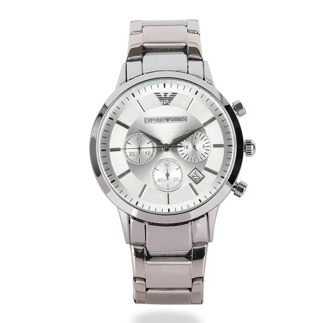 Silver Men's Chronograph Steel Watch