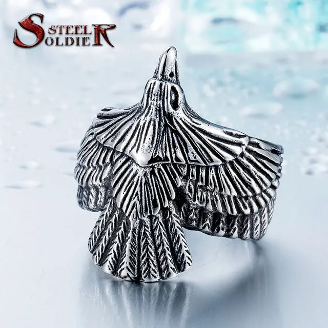 Steel soldier Unique jewelry Stainless Steel Biker Eagle Ring Man's High Quality Jewelry