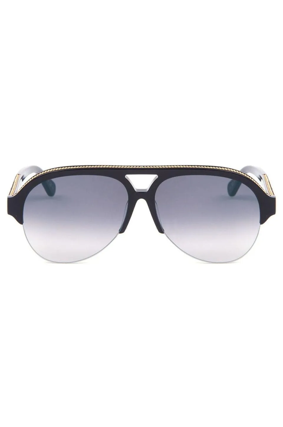 Stella McCartney Pilot Sunglasses, Black with Gold Trim