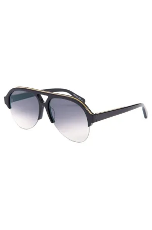 Stella McCartney Pilot Sunglasses, Black with Gold Trim