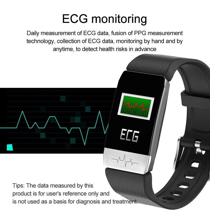 T1 Smart Watch Band With Temperature Immune Measure ECG Heart Rate Blood Pressure Monitor Weather Forecast Drinking Remind