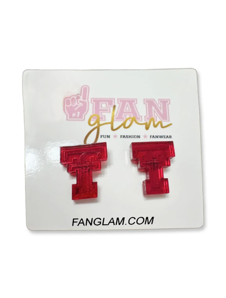 Texas Tech Double T Mirror Stud Earrings