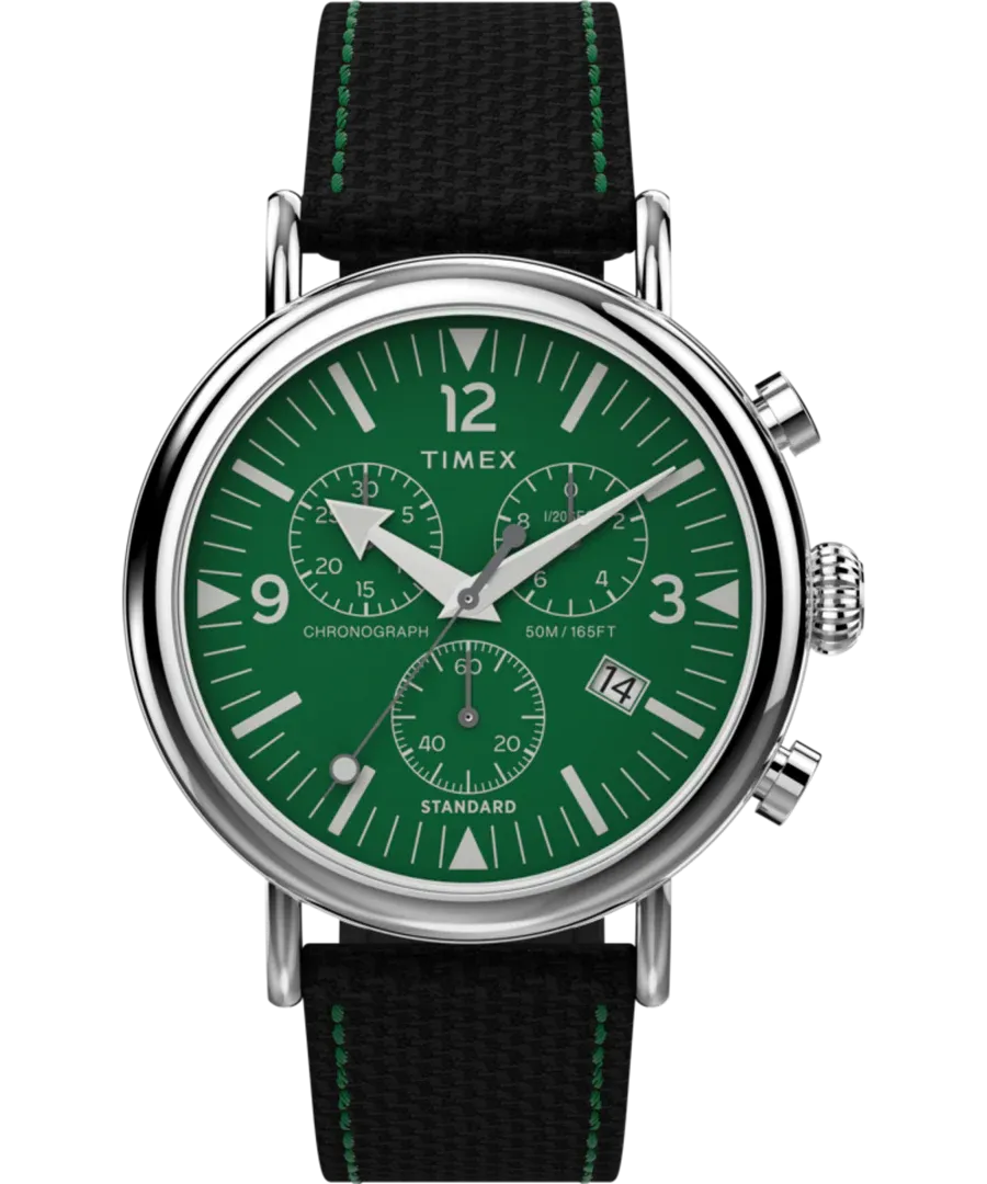 Timex Standard Chronograph Green Dial 41mm Fabric Strap Watch TW2V43900