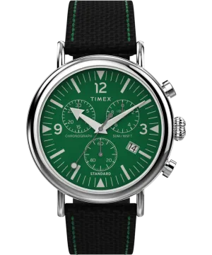 Timex Standard Chronograph Green Dial 41mm Fabric Strap Watch TW2V43900