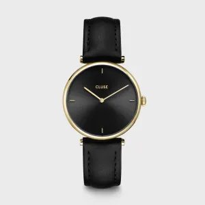 Triomphe Watch Leather, Black, Gold colour