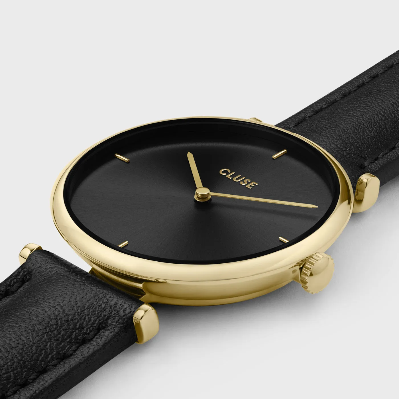 Triomphe Watch Leather, Black, Gold colour