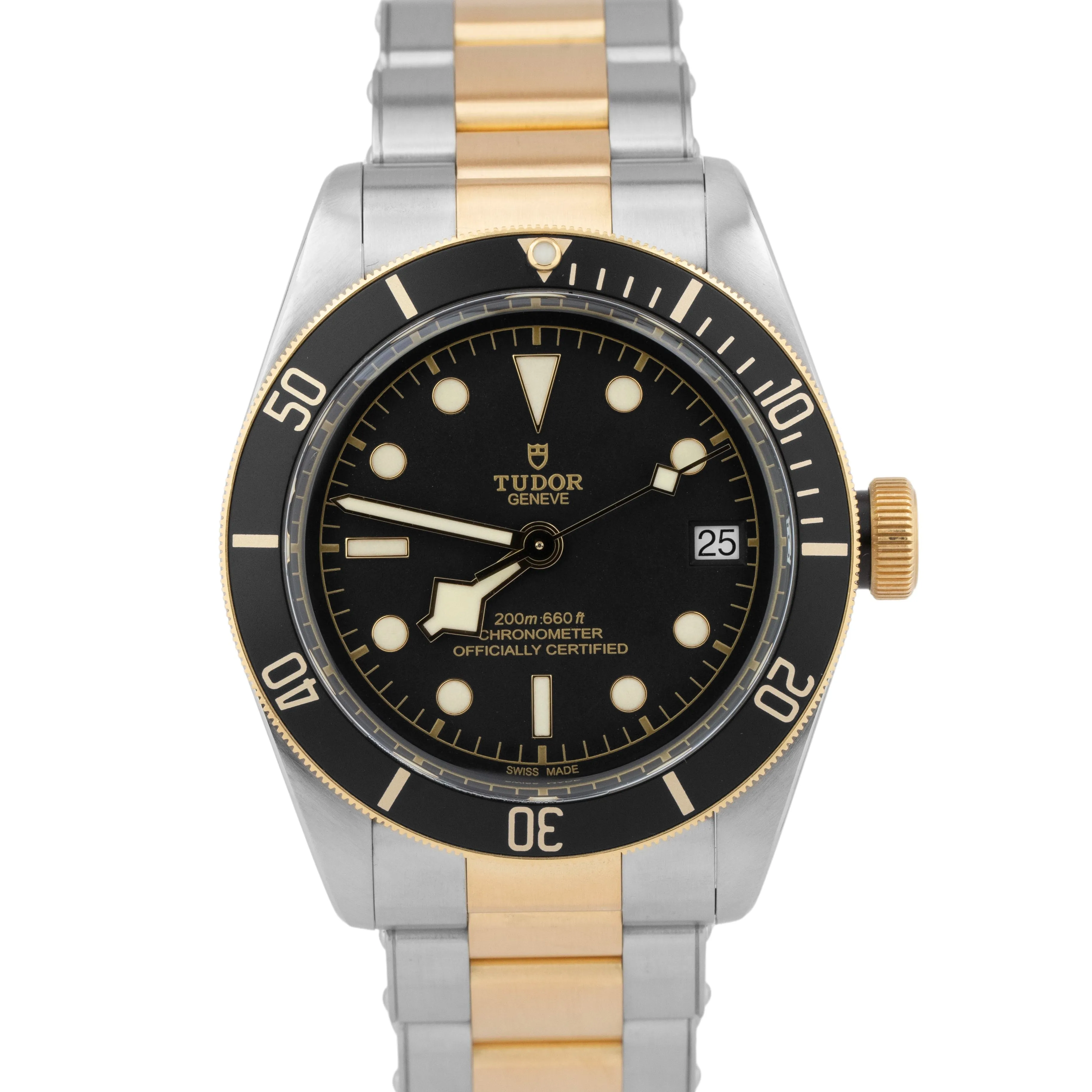 Tudor Black Bay Heritage PAPERS Two-Tone Gold Steel Black 41mm Watch 79733N B P