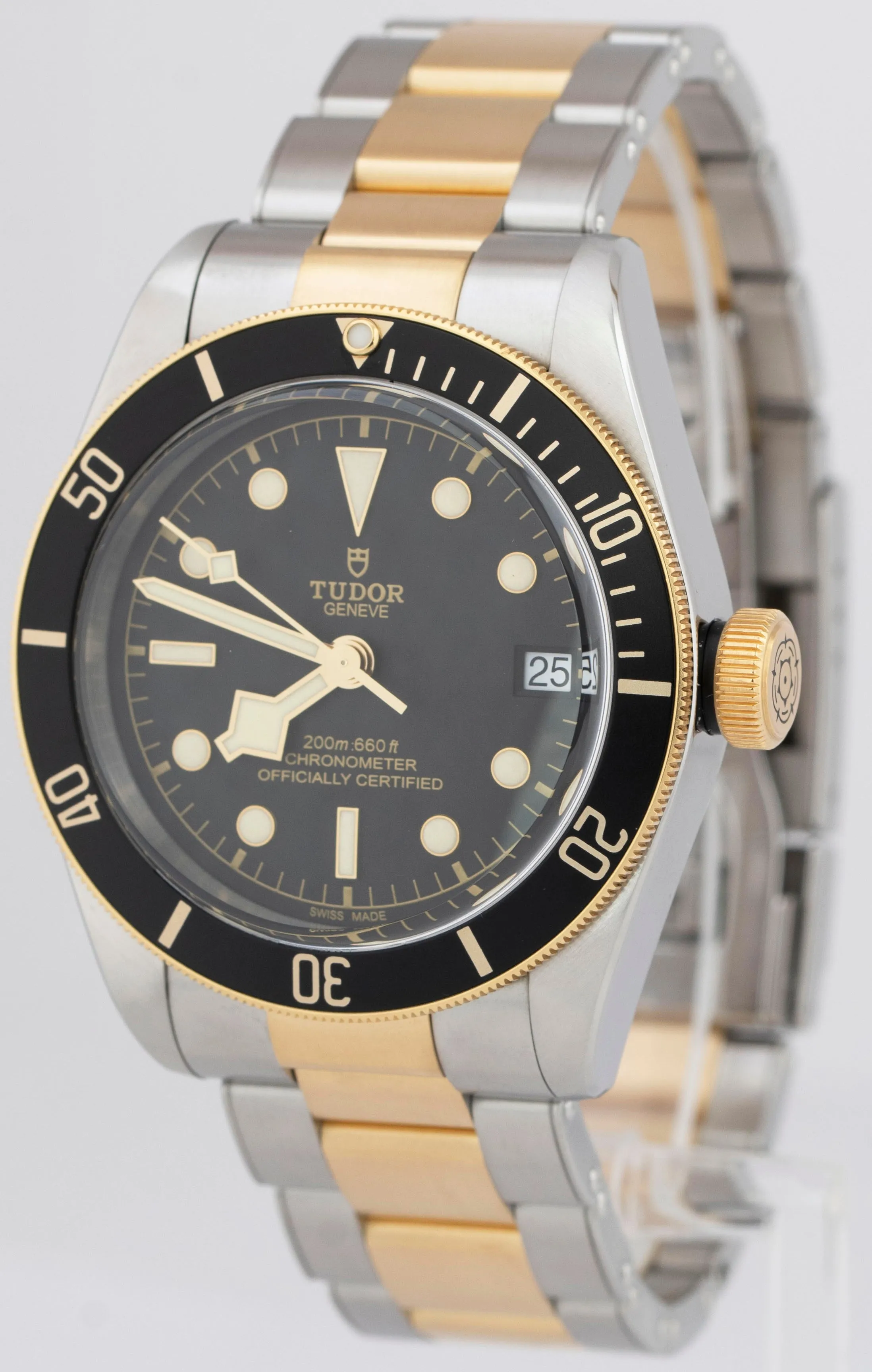 Tudor Black Bay Heritage PAPERS Two-Tone Gold Steel Black 41mm Watch 79733N B P