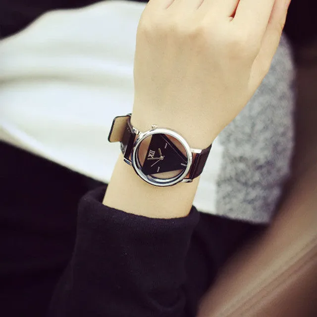 Unique Hollowed-out Triangular Dial Fashion Wrist Watch