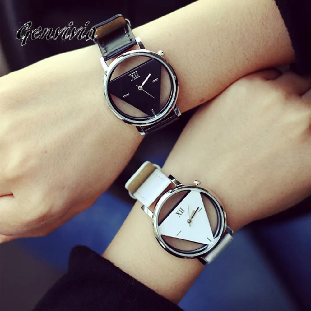 Unique Hollowed-out Triangular Dial Fashion Wrist Watch