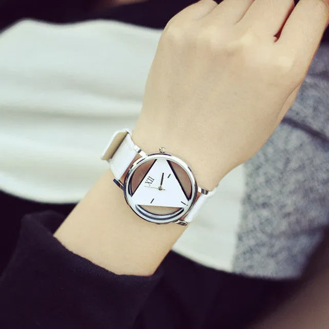 Unique Hollowed-out Triangular Dial Fashion Wrist Watch