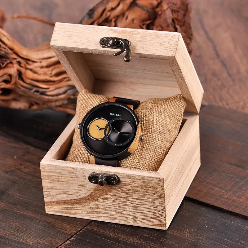 Unisex 2 Time Zone Multi Colour Wooden Watches