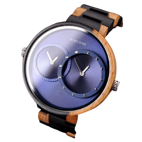 Unisex 2 Time Zone Multi Colour Wooden Watches