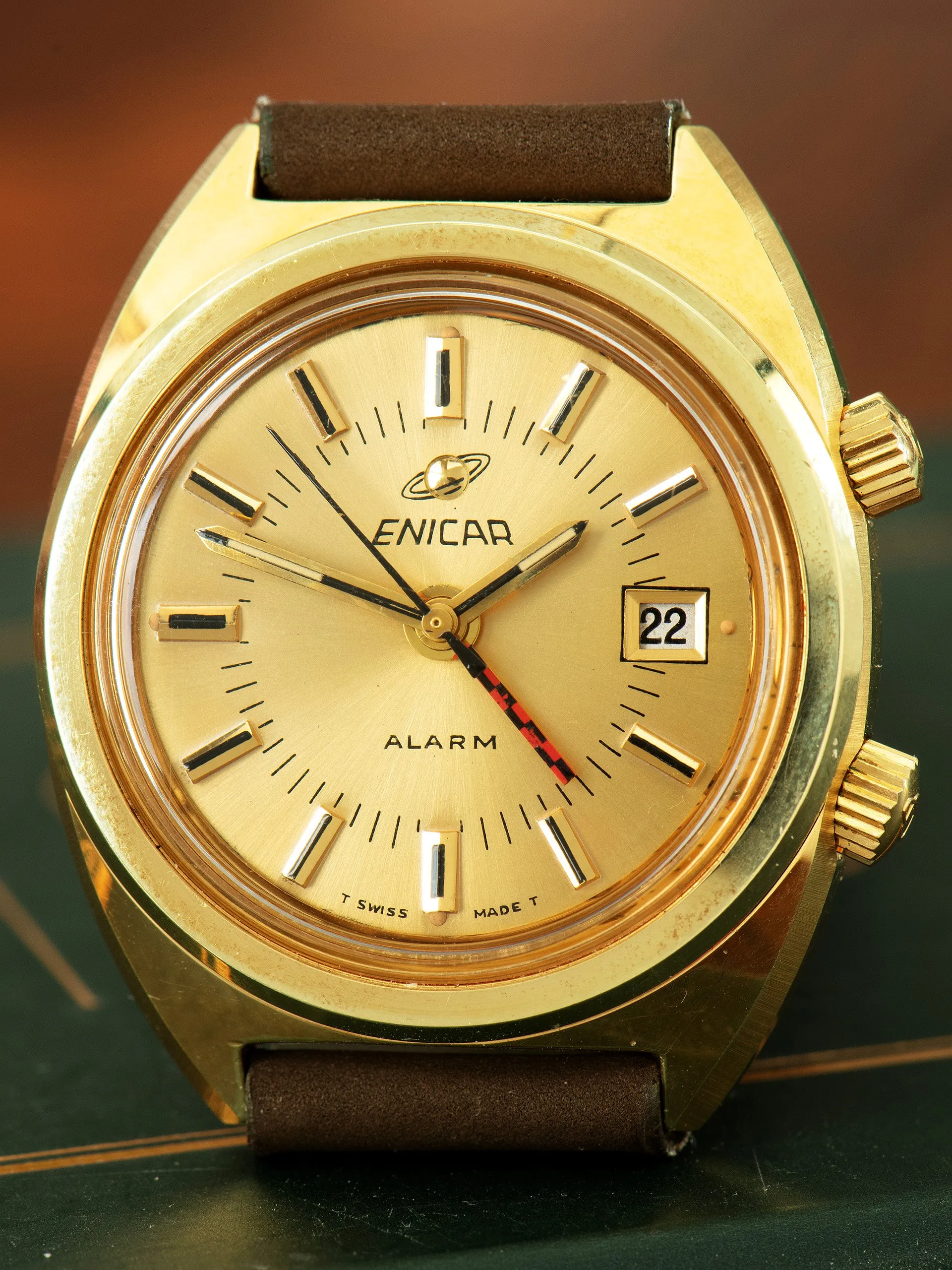 *Unpolished* 1960s Enicar Alarm 'Gold Plated' (Ref. 477-01-02)