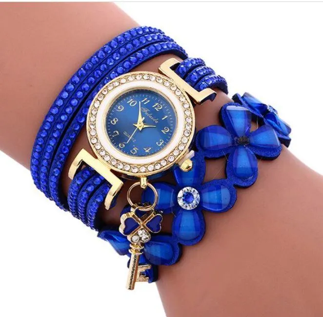 Women Quartz Floral Multi-layer Bracelet Wrist Watches