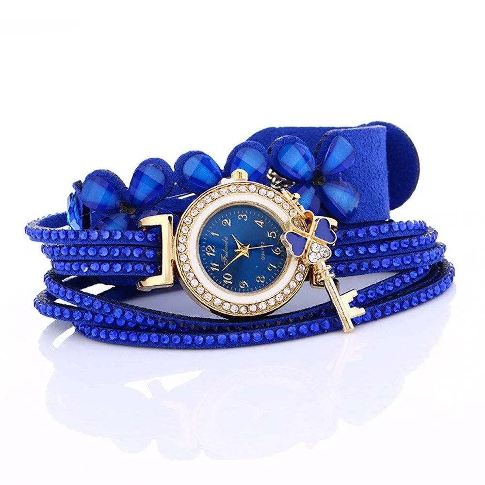 Women Quartz Floral Multi-layer Bracelet Wrist Watches