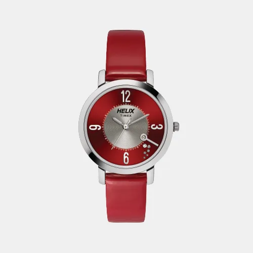 Women Red Analog Leather Watch TW024HL19